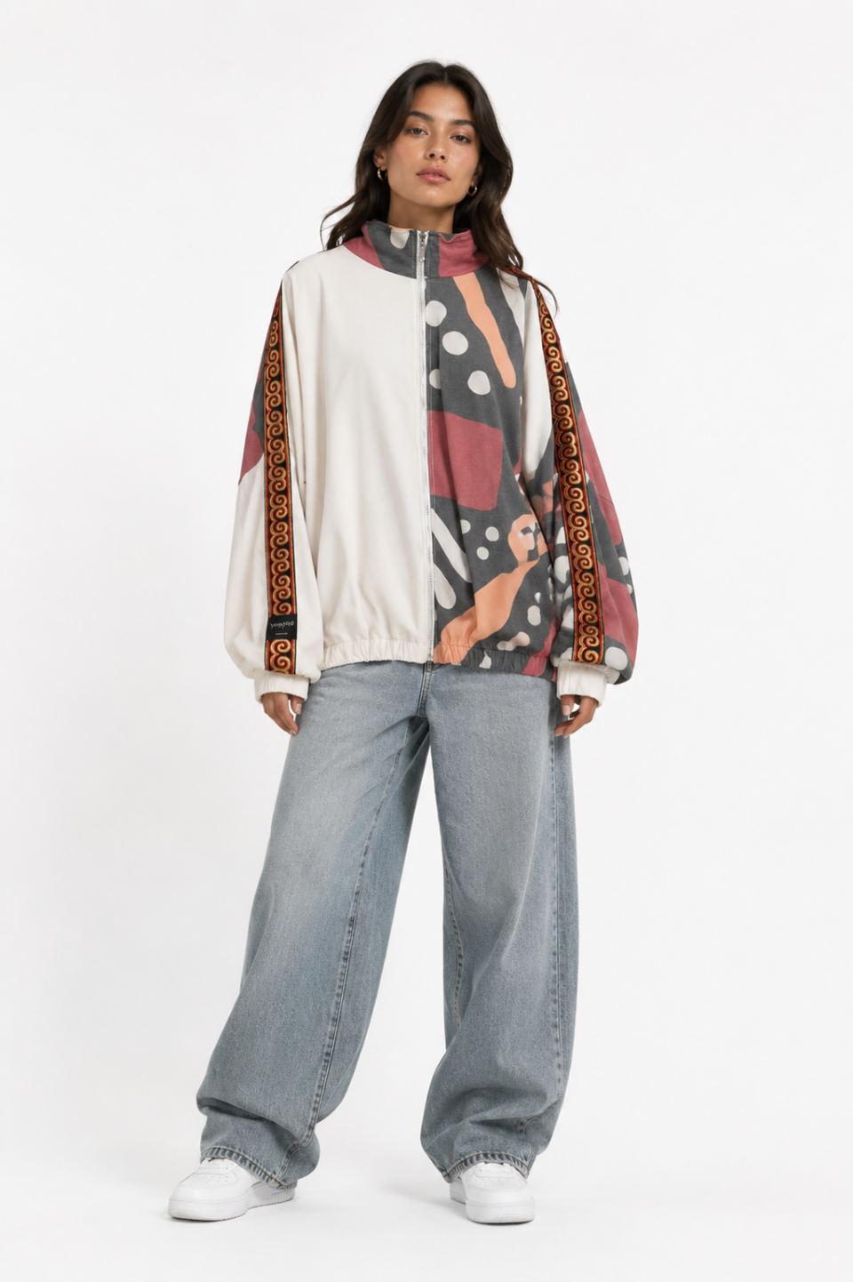 Chaqueta Unisex Oversize Reversible White Urban Calligraphy