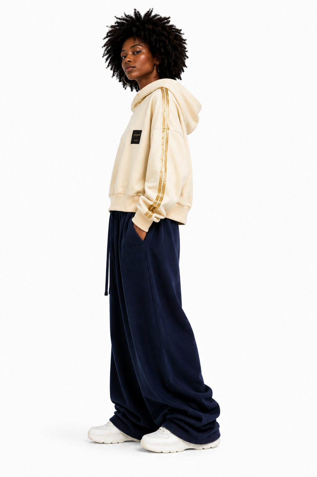 Sudadera Unisex Oversize White Gold