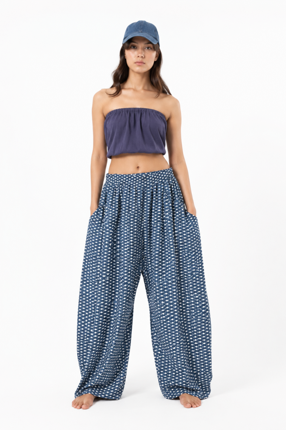 Samurai Baggy Denim Índigo Dots